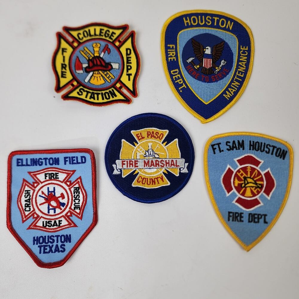 Lot of 5 Texas Fire Department Patches El Paso County Houston & Ft Sam Houston